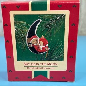 Hallmark Keepsake Ornament Mouse In The Moon Handcrafted Ornament 1986